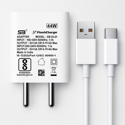 SB 44 W 4 A Wall Charger for Mobile with Detachable Cable(support FLASH 2.0 only supported device, White, Cable Included)