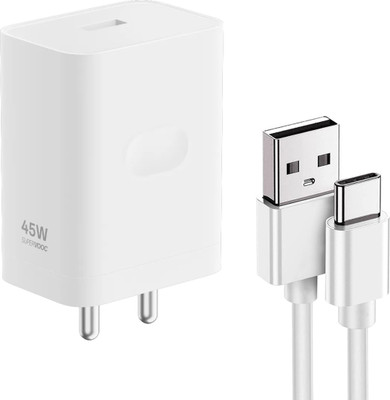 EYNK 45 W SuperVOOC 5 A Wall Charger for Mobile with Detachable Cable(White, Cable Included)