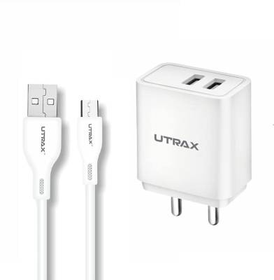 UTRAX 12 W Adaptive Charging 3.1 A Multiport Mobile 12W Smart Dual USB Adaptor, Multi-Layer Protection, Made in India, BIS Certified Charger with Detachable Cable