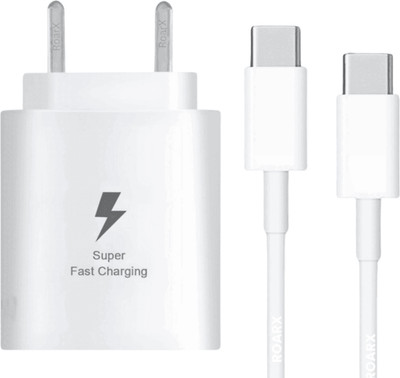 RoarX 25 W Adaptive Charging 3 A Wall Charger for Mobile with Detachable Cable(White, Cable Included)