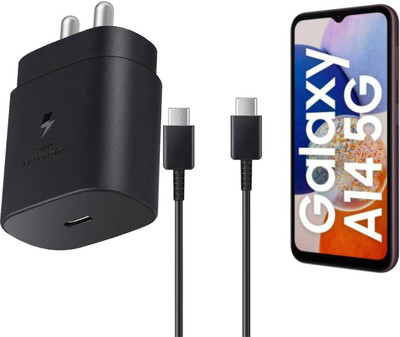 xykos 25 W PD 3 A Wall Charger for Mobile with Detachable Cable(for Samsung A14 5G Charger with 3.3ft C to C Cable, Black, Cable Included)