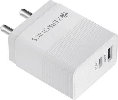 ZEBRONICS 25 W Quick Charge 3 A Wall Charger for Mobile(White)