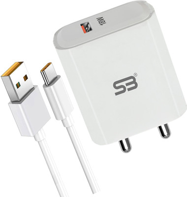 SB 18 W Qualcomm 3.0 3.1 A Wall Charger for Mobile with Detachable Cable(White, Cable Included)