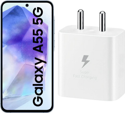 RoarX 25 W Quick Charge 3 A Wall Charger for Mobile(White, 25 watt Fast Charger Type c Adapter for Galaxy A55)