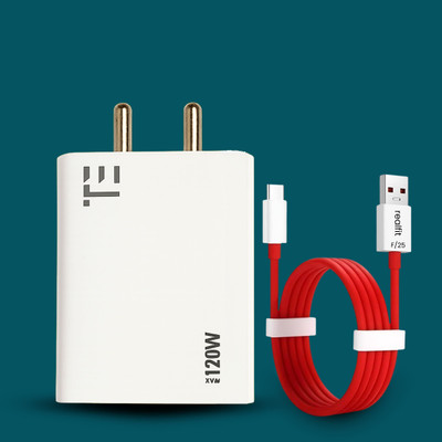 REALFIT 120 W Dash 6 A Wall Charger for Mobile with Detachable Cable(White & Red, Cable Included)