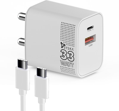 Syska 33 W 3 A Wall Charger for Mobile with Detachable Cable(White, Cable Included)