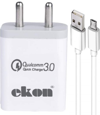 Ekon 18 W Qualcomm 3.0 3 A Mobile Charger with Detachable Cable(White, Cable Included)