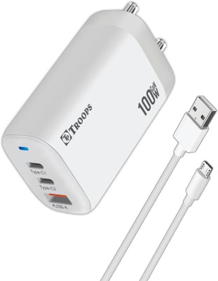 TP TROOPS 100 W 5 A Multiport Mobile Charger with Detachable Cable(100W Adapter Charger with Micro Cable, Cable Included)