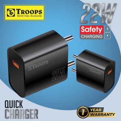 TP TROOPS 22 W 3 A Multiport Mobile Charger with Detachable Cable(22 Watt Black Charger With Micro Cable, Cable Included)