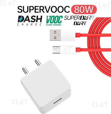 CLAT 80 W SuperVOOC 7 A Wall Charger for Mobile with Detachable Cable(Red, White, Cable Included)