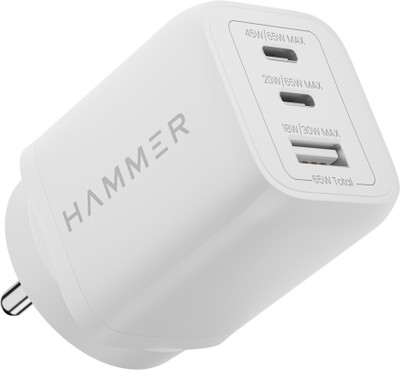 Hammer 65 W GaN 3.25 A Multi-pin Wall Charger for Mobile(White)