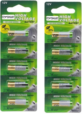 Flysmart 27a 12v alkaline batteries pack of 10 high voltage cells replacement a27 mn27  Battery(Pack of 10)
