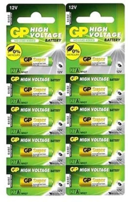 DawnRays 27A 12V Alkaline Cell For Car Remote, Watch, Calculator, Electric Toys &Other GP  Battery(Pack of 10)