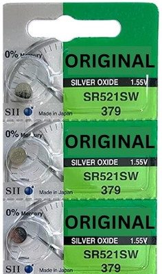 Quick Click Goods SR521SW 379 1.55V Silver Oxide Batteries Long-Lasting Watch Button Cells  Battery(Pack of 3)