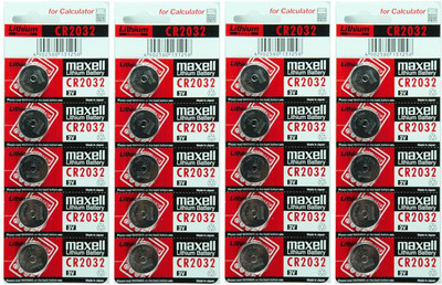 Maxell CR2032 3V Lithium Coin Batteries Made in Japan Version, 20 Count  Battery(Pack of 20)