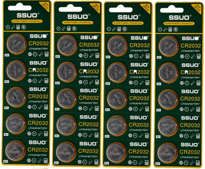 SSUO CR2032 Lithium Coin  3V, Suitable for use in CAR Key, GLUCOMETER  Battery(Pack of 20)