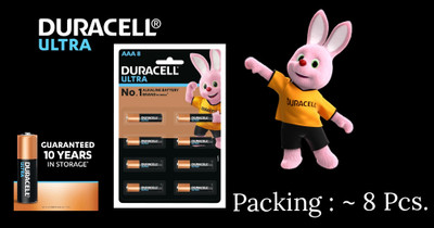 DURACELL Ultra No.1 Alkaline AAA  Usage For ~Toys, Remotes, Camera LONGEST LASTING  Battery(Pack of 8)