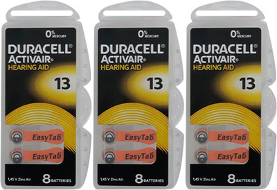DURACELL Size 13 Hearing Aid  (3 Strip of 8 batteries)  Battery(Pack of 24)