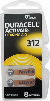DURACELL Size 312 Hearing Aid   Battery(Pack of 8)