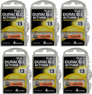 DURACELL Hearing Aids Batteries Size 13 ( 24 batteries ) | DU13 hearing battery  Battery(Pack of 6)