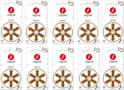 Signia Hearing Aid P312 PR41 RIC/ITC Compatible Genuine Product   Battery(Pack of 60)