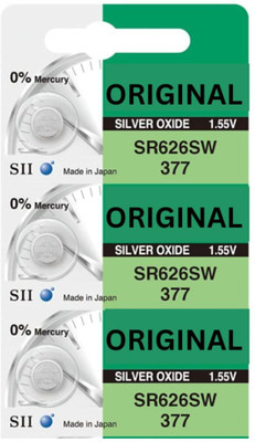 Quick Click Goods SR626SW 377 Button Cell Watch 1.55V Original Silver Oxide Power  Battery(Pack of 3)