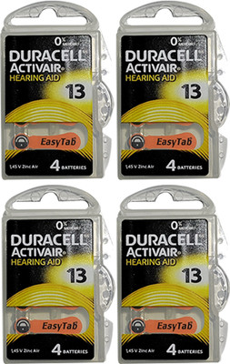 DURACELL Hearing Aids Batteries Size 13 (16 batteries) | Hearing Aid   Battery(Pack of 4)