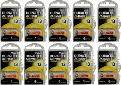 DURACELL Hearing Aids Batteries Size 13 (40 batteries) | DU13 Size Hearing Aid   Battery(Pack of 10)