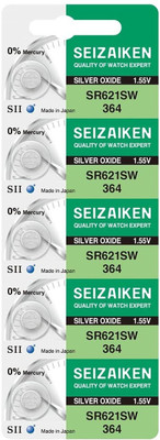 Nimida Seiz Aiken SR621SW / 364 Sil Oxide Coin  1.55 V | Pack of 5 for watch  Battery(Pack of 5)