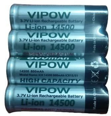 MICROUSB VIPOW ICR14500 3.7V 800mAh Lithium   Battery(Pack of 4)