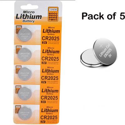 Zohlo Essential CR2025 Lithium Coin  Pack – Calculators, Keyfobs, a  Battery(Pack of 5)