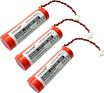 Ekavir 18650 Lithium-ion  Cell 2200mAh, 3.7V with 2 Pin Wired  Battery(Pack of 3)