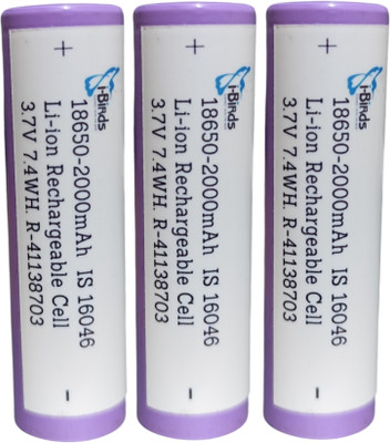 I-Birds Enterprises 18650 Rechargeable  3.7V Batteries 2000mAh Flat Top   Battery(Pack of 3)