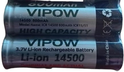 MICROUSB VIPOW ICR14500 3.7V 800mAh Lithium   Battery(Pack of 2)