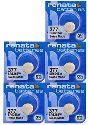 MICROUSB Renata 377 SR626SW 377 1.55V Button Cell Silver for Wrist Watch Swiss   Battery(Pack of 5)