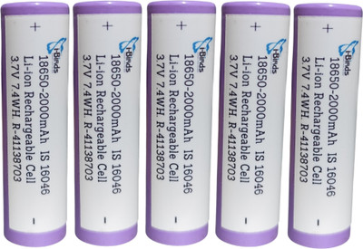 I-Birds Enterprises 18650 Rechargeable  3.7V Batteries 2000mAh Flat Top   Battery(Pack of 5)