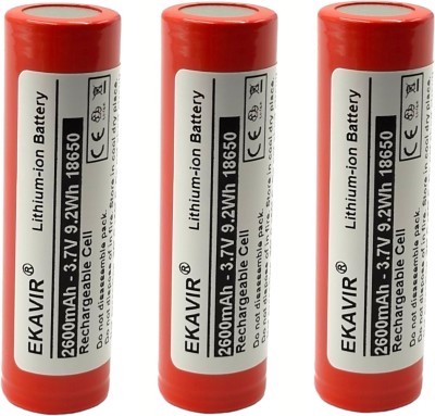 Ekavir 18650 Lithium-ion  Cell 2600mAh, 3.7V Rechargeable 65x18mm  Battery(Pack of 3)