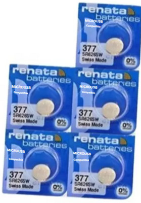 MICROUSB Renata 377 SR626SW 1.55V 377 Button Cell Silver for Wrist Watch ...  Battery(Pack of 5)
