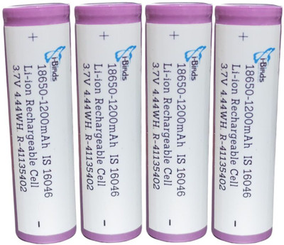 I-Birds Enterprises 18650 Rechargeable  3.7V Batteries 1200mAh Flat Top   Battery(Pack of 4)