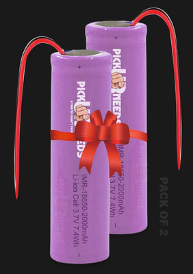 Daily Needs Shop 2000mAh 3.7V 18650 Lithium Li-ion with Wired, 65x18mm   Battery(Pack of 2)