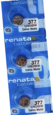 MICROUSB Renata 377 Sr626SW 1.55V 377 Button Cell Silver for Wrist Watch Swiss   Battery(Pack of 3)