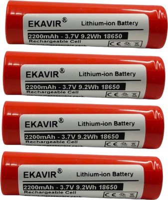 Ekavir 2200mAh 18650, 3.7V Long-Lasting Li-ion , Size: 65X18mm  Battery(Pack of 4)