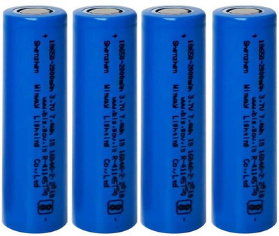 amiciSmart 3.7V 18650 True 2000mAh Lithium Ion (NMC) Rechargeable  Pack of 4  Battery