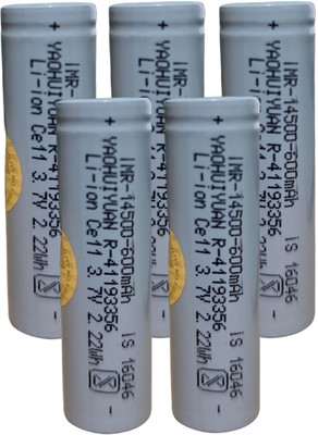 I-Birds Enterprises high quality 14500 Rechargeable 3.7V 600mAh Li-ion   Battery(Pack of 5)