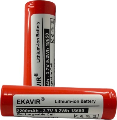 Ekavir High-Capacity 18650 Li-ion : 2200mAh, 3.7V, 65X18mm  Battery(Pack of 2)