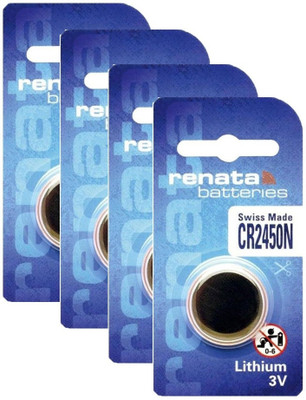 Mocking Bird Renata 2450N Cr 2450 3V Swiss Made Lithium  Coin Cell (Silver) Blister  Battery(Pack of 4)