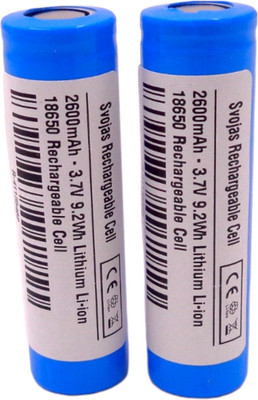 Svojas 3.7v 18650 Lithium Ion Batteries 2600mah Rechargeable  Cylindrical Li Ion  Battery(Pack of 2)