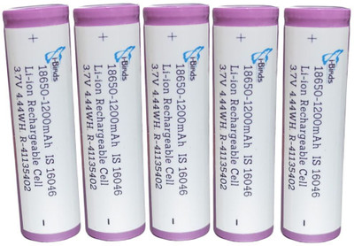 I-Birds Enterprises 18650 Rechargeable  3.7V Batteries 1200mAh Flat Top   Battery(Pack of 5)
