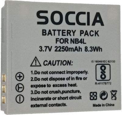 SOCCIA NB4L Lithium-ion Rechargeable Camera Battery  Camera Battery Charger(Silver)