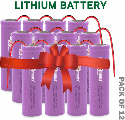 Daily Needs Shop 2000mAh 3.7V 18650 Lithium Li-ion with Wired, 65x18mm   Battery(Pack of 12)